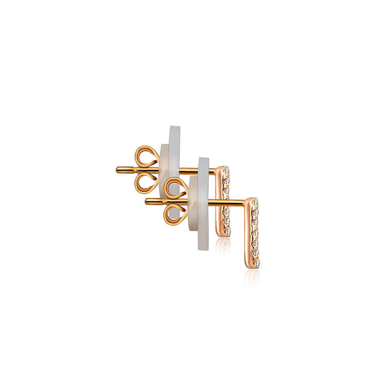 18k Gold Hollow Square Diamond Earring - Genevieve Collection