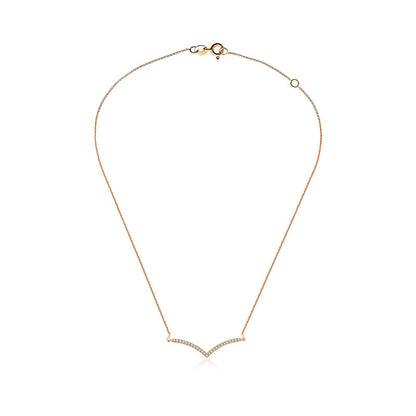 18k Gold Double Curve Diamond Necklace - Genevieve Collection