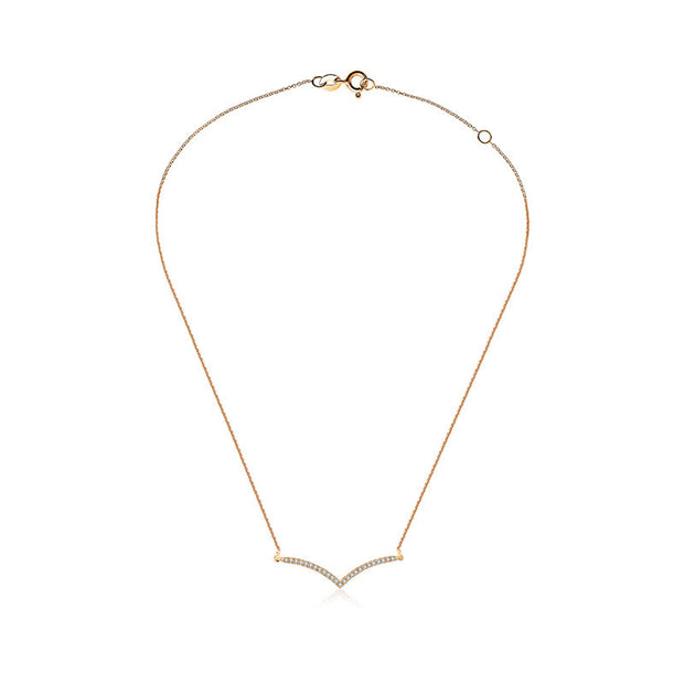18k Gold Double Curve Diamond Necklace - Genevieve Collection