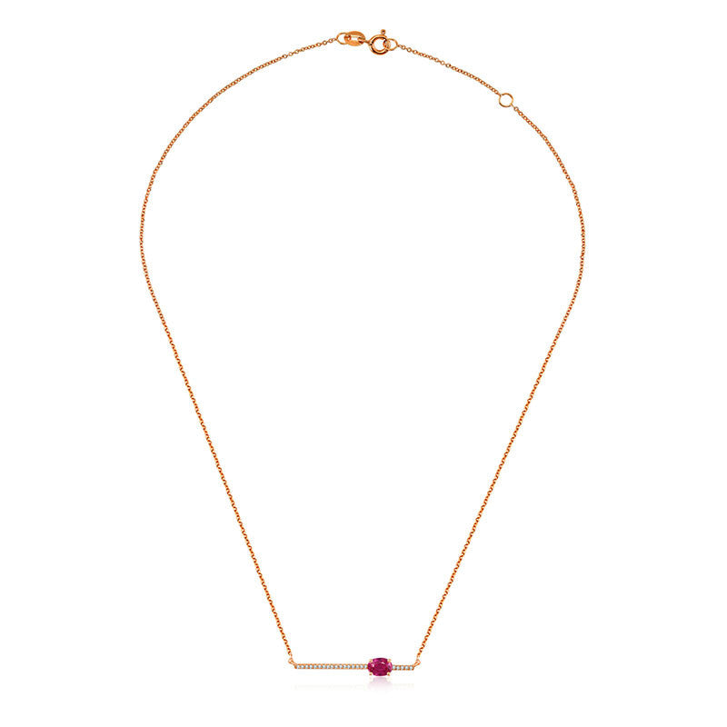 18k Gold Line Diamond Necklace with Ruby - Genevieve Collection