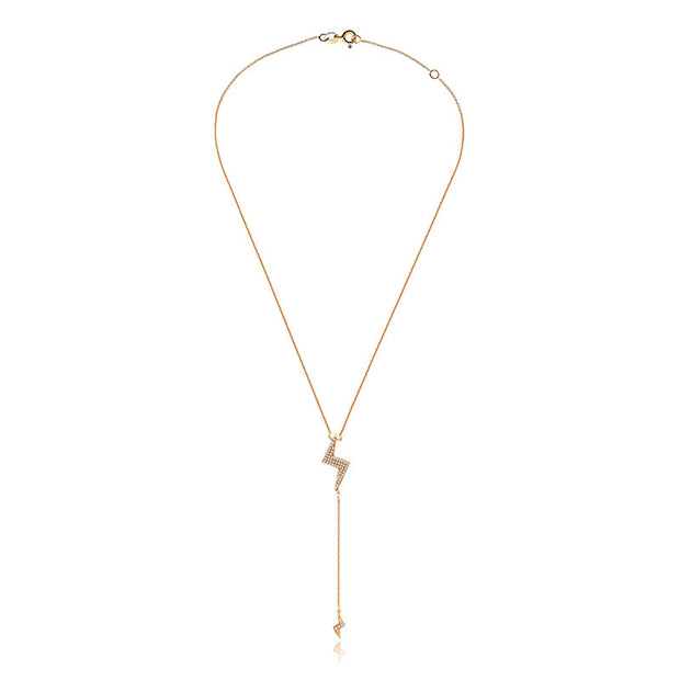 18k Gold Lightning Bolt Dangling Diamond Necklace - Genevieve Collection