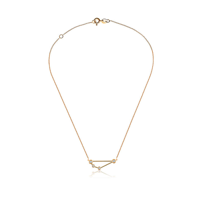 Capricorn Zodiac Constellation Necklace 18k Gold & Diamond - Genevieve Collection