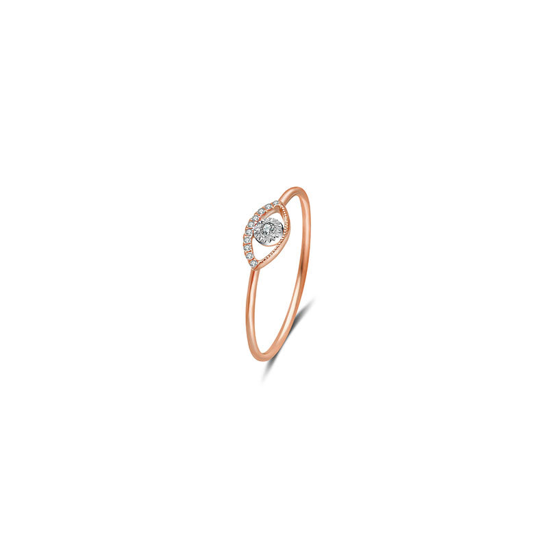 18k Gold Eye Shape Diamond Ring - Genevieve Collection