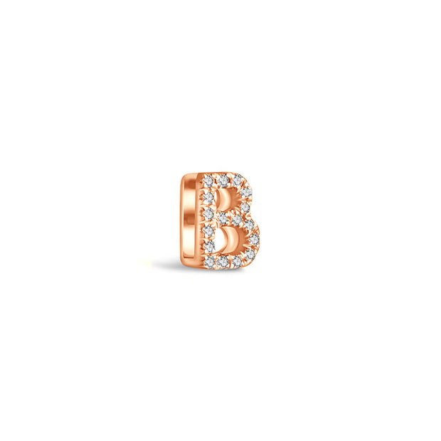 18k Gold Initial Letter "B" Diamond Pandent + Necklace - Genevieve Collection