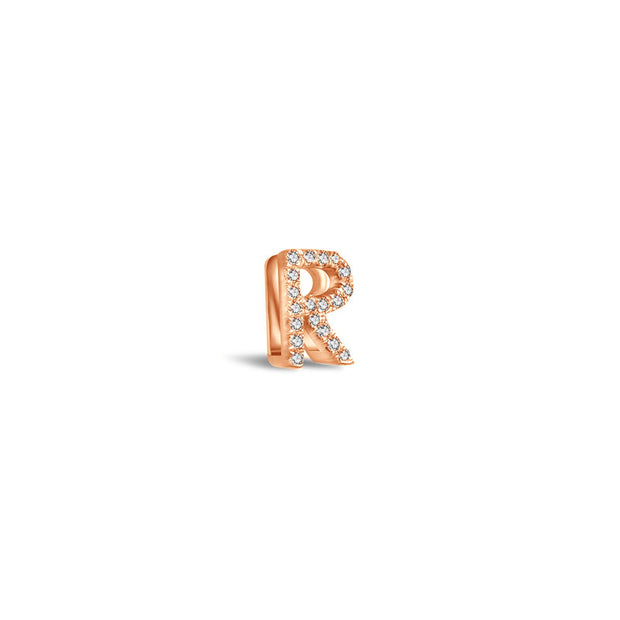 18k Gold Initial Letter "R" Diamond Pendant - Genevieve Collection