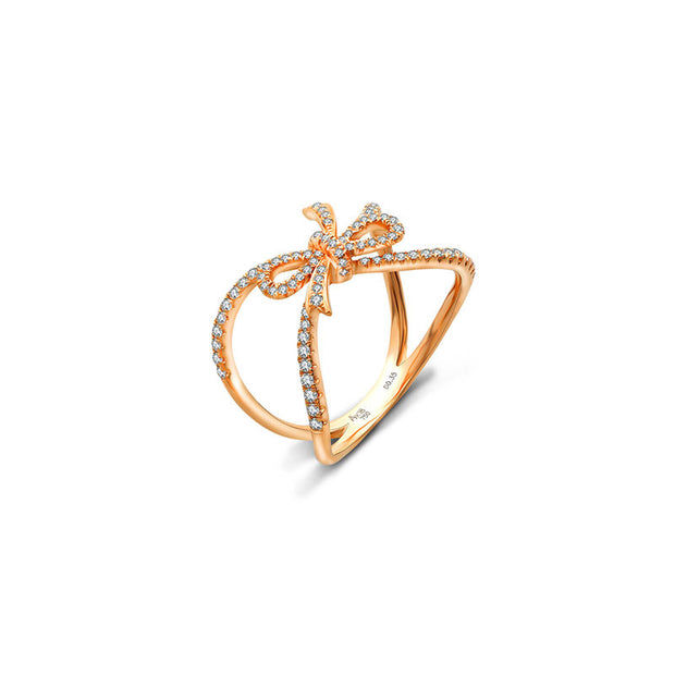 18k Gold Curved Ribbon Diamond Ring - Genevieve Collection