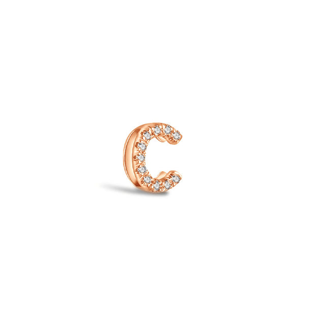 18k Gold Initial Letter "C" Diamond Pandent + Necklace - Genevieve Collection