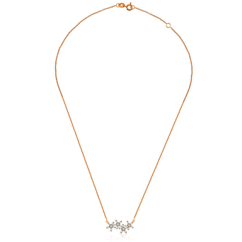 18k Gold Flower Shape Diamond Necklace - Genevieve Collection