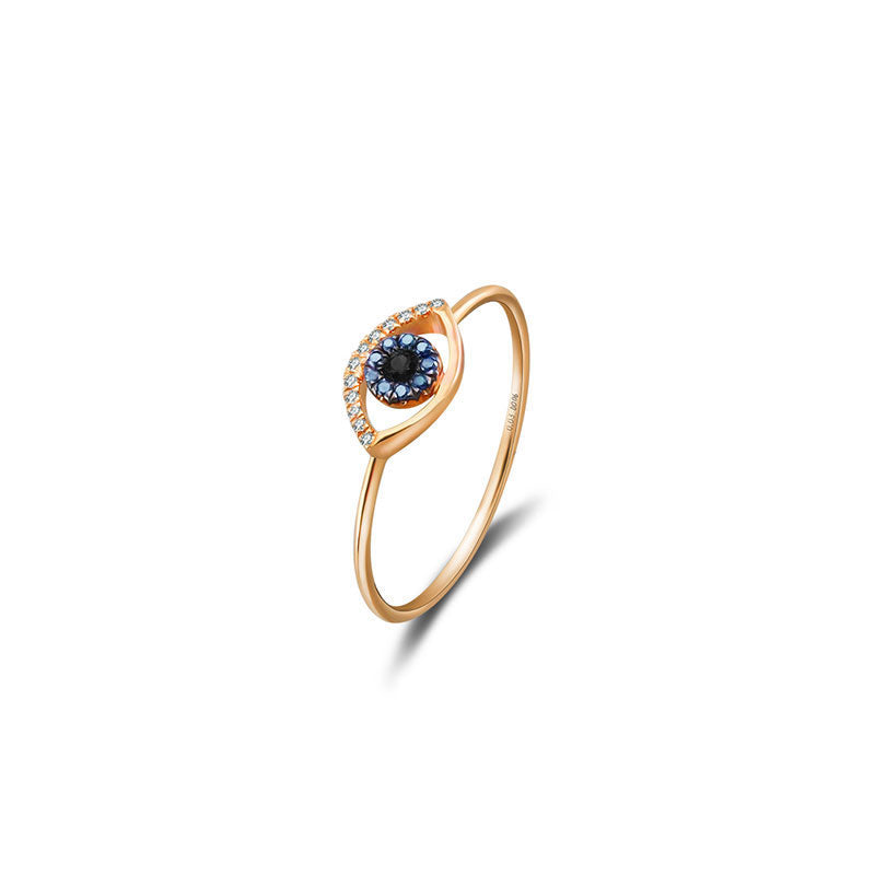 18k Gold Evil Eye Sapphire Diamond Ring - Genevieve Collection