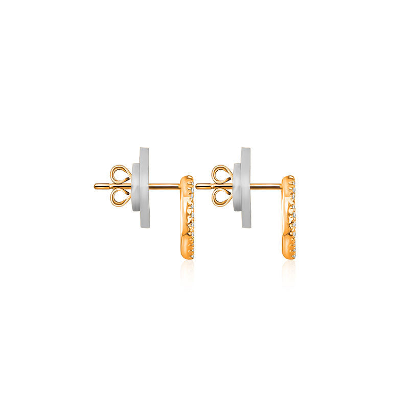 18k Gold Hollow Hexagonal Diamond Earring - Genevieve Collection