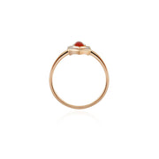 18k Gold Hexagonal Shape Pink Shell Diamond Ring - Genevieve Collection