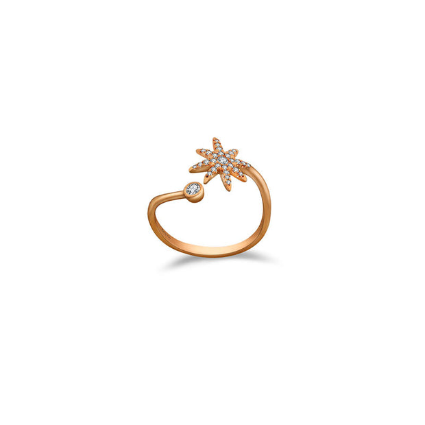 18k Gold Star Open Diamond Ring - Genevieve Collection