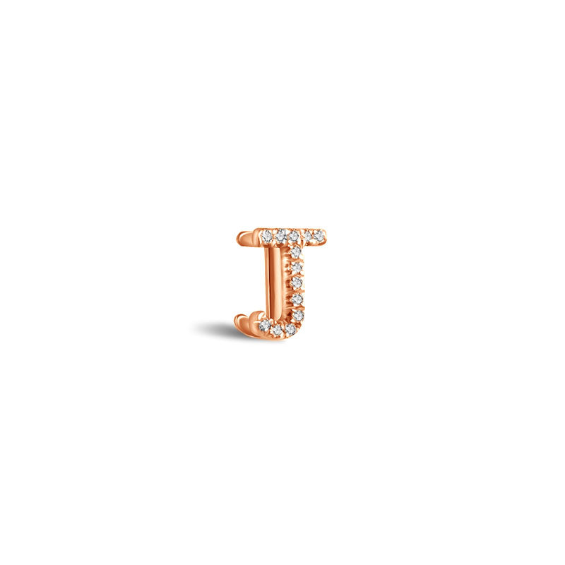 18k Gold Initial Letter "J" Diamond Pandent + Necklace - Genevieve Collection