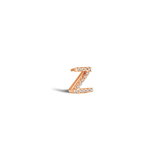 18k Gold Initial Letter "Z" Diamond Pandent + Necklace - Genevieve Collection