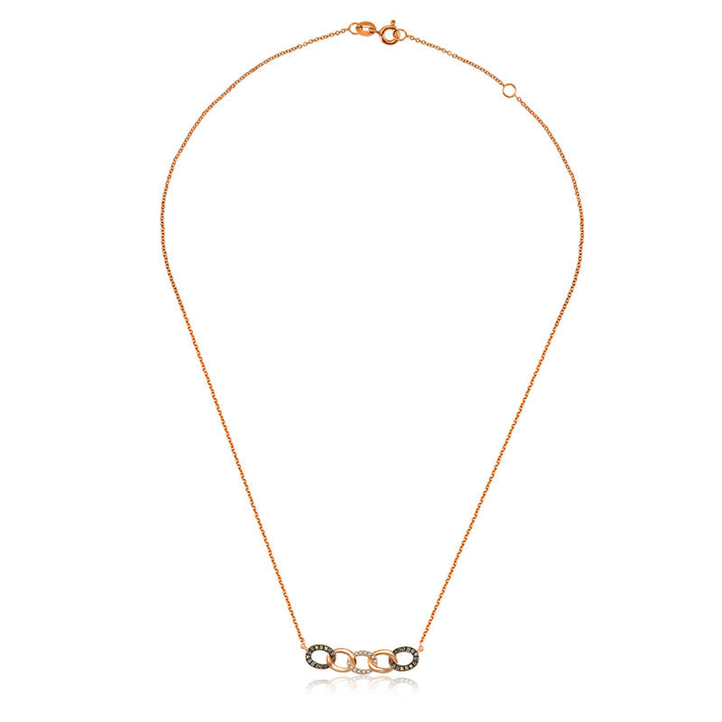 18k Gold Chain Shape Diamond Necklace With Black Plating - Genevieve Collection