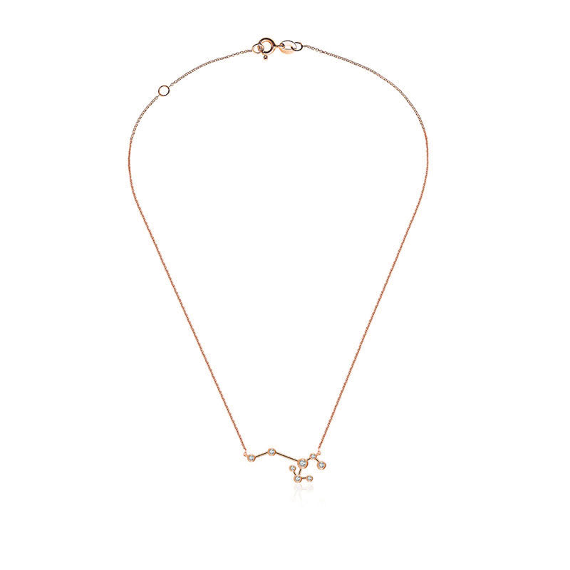 Sagittarius Zodiac Constellation Necklace 18k Gold & Diamond - Genevieve Collection