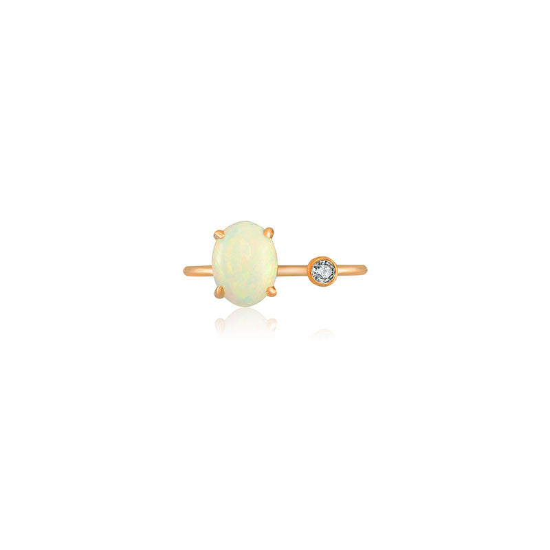 18k Gold Opal Open Diamond Ring - Genevieve Collection