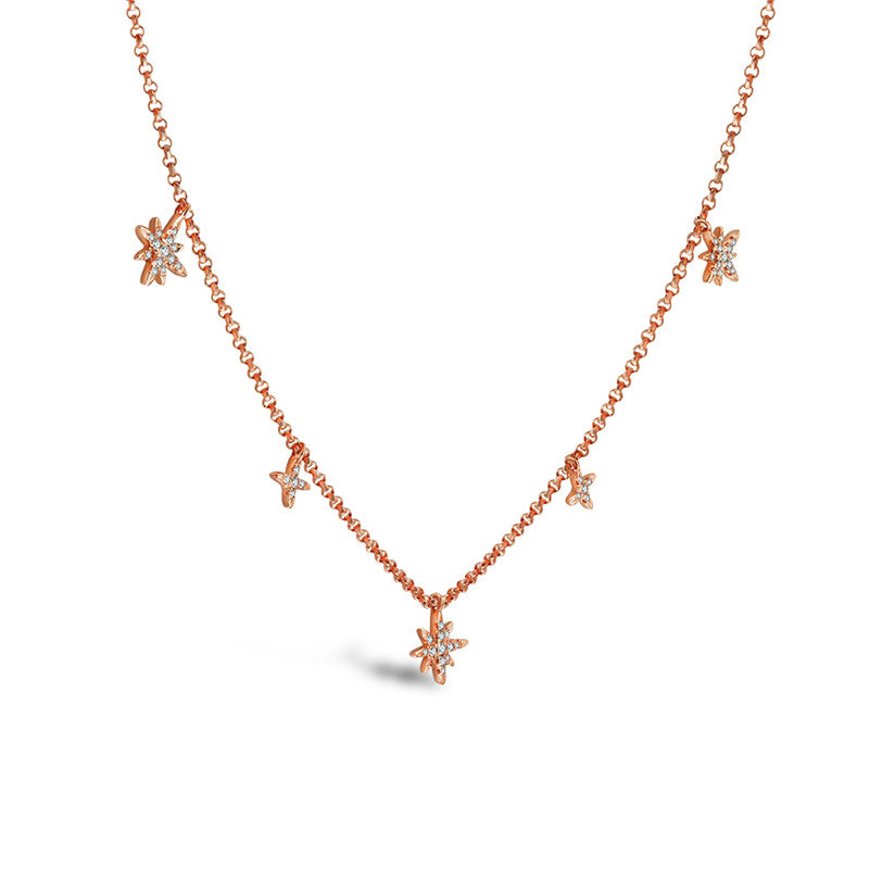 18k Gold Star Shape Diamond Necklace / Choker - Genevieve Collection