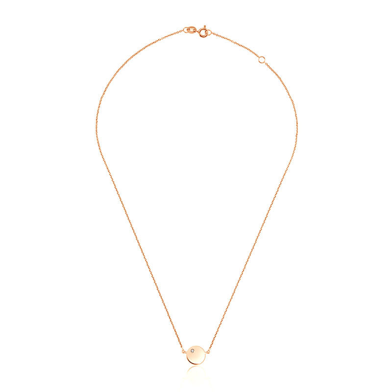 18k Gold Round Pendant Diamond Necklace - Genevieve Collection