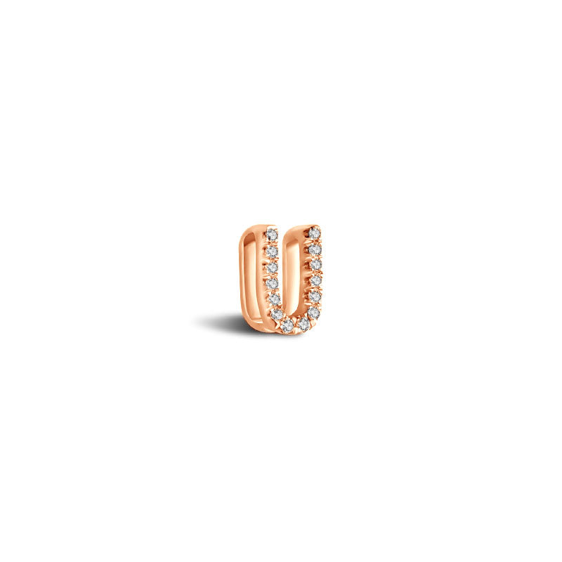 18k Gold Initial Letter "U" Diamond Pendant - Genevieve Collection