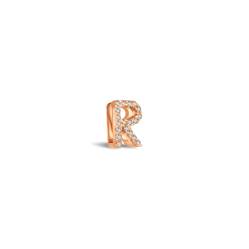 18k Gold Initial Letter "R" Diamond Pandent + Necklace - Genevieve Collection