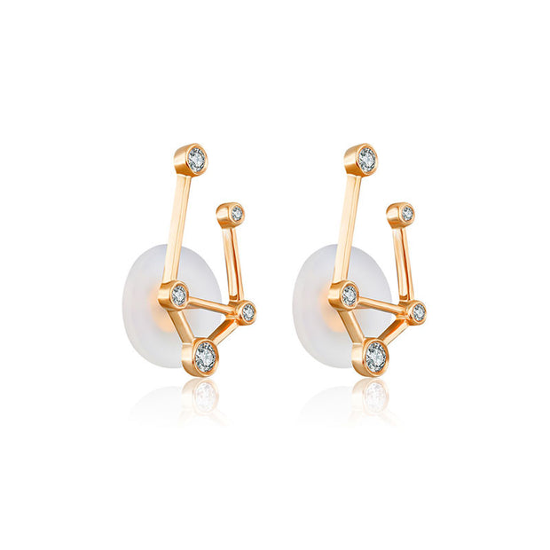 Libra Zodiac Constellation Earring 18k Gold & Diamond - Genevieve Collection