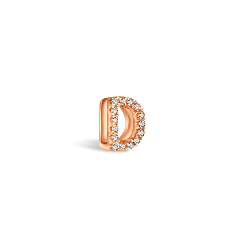 18k Gold Initial Letter "D" Diamond Pendant - Genevieve Collection