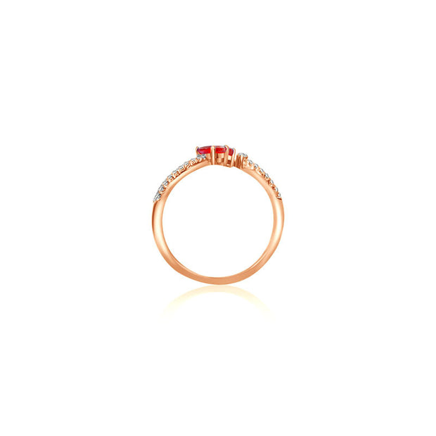 18k Gold Double Ruby Connected Diamond Ring - Genevieve Collection