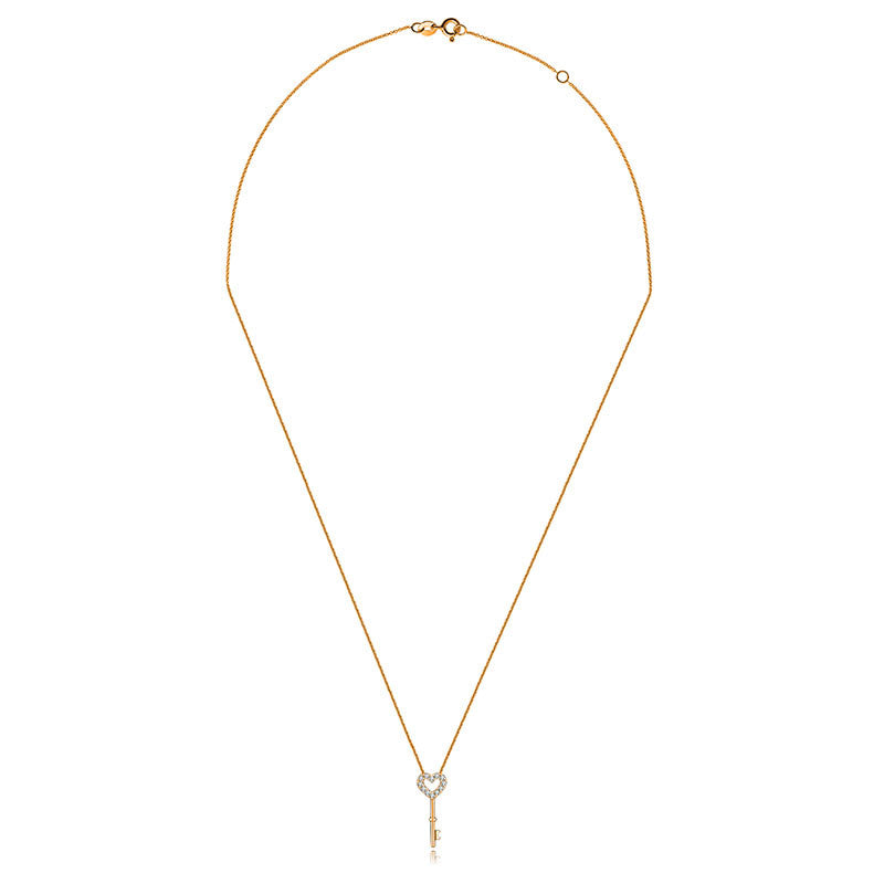 18k Gold Key Shape Diamond Necklace - Genevieve Collection