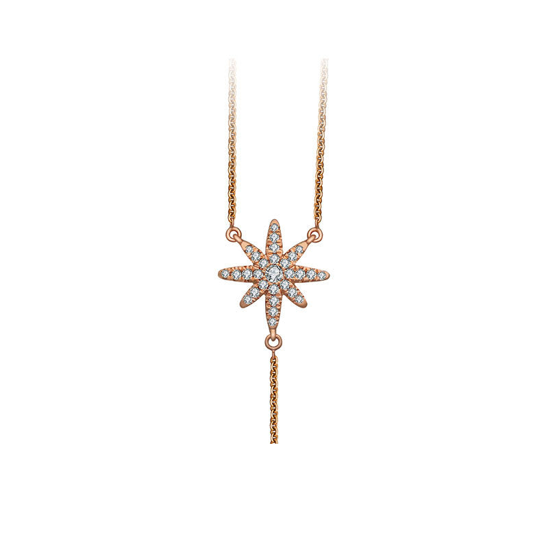 18k Gold Star Dangling Diamond Necklace - Genevieve Collection