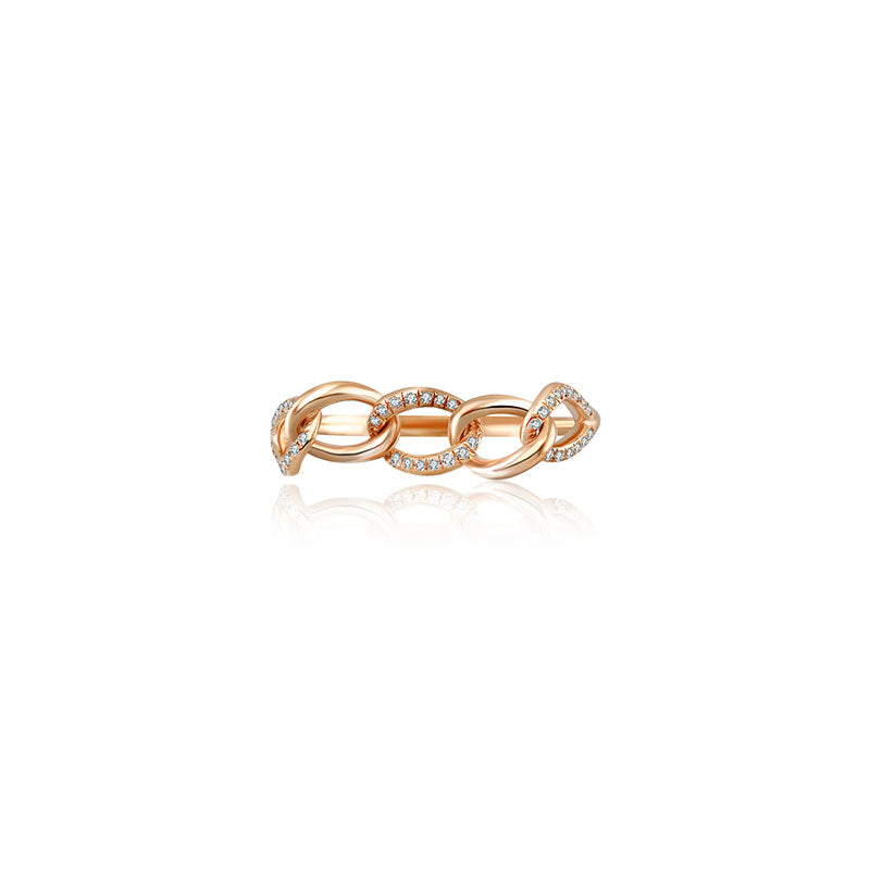 18k Gold Chain Shape Diamond Ring - Genevieve Collection