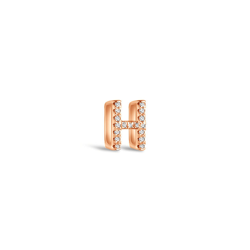 18k Gold Initial Letter "H" Diamond Pendant - Genevieve Collection