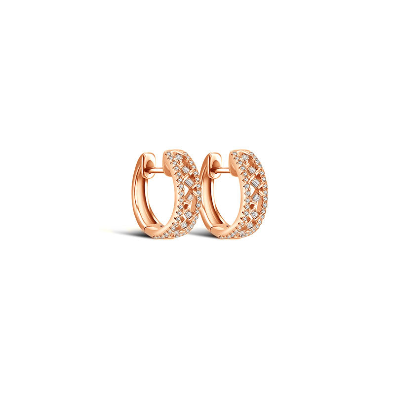 18k Gold Hoop Diamond Earring with Irregular Pattern - Genevieve Collection