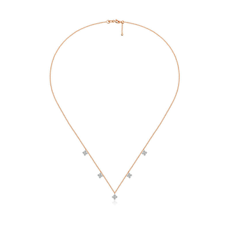 18k Gold Rhombus Shape Diamond Necklace / Choker - Genevieve Collection