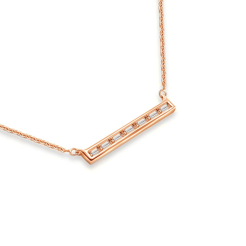 18k Gold Line Shape with Rectangle Diamond Necklace - Genevieve Collection