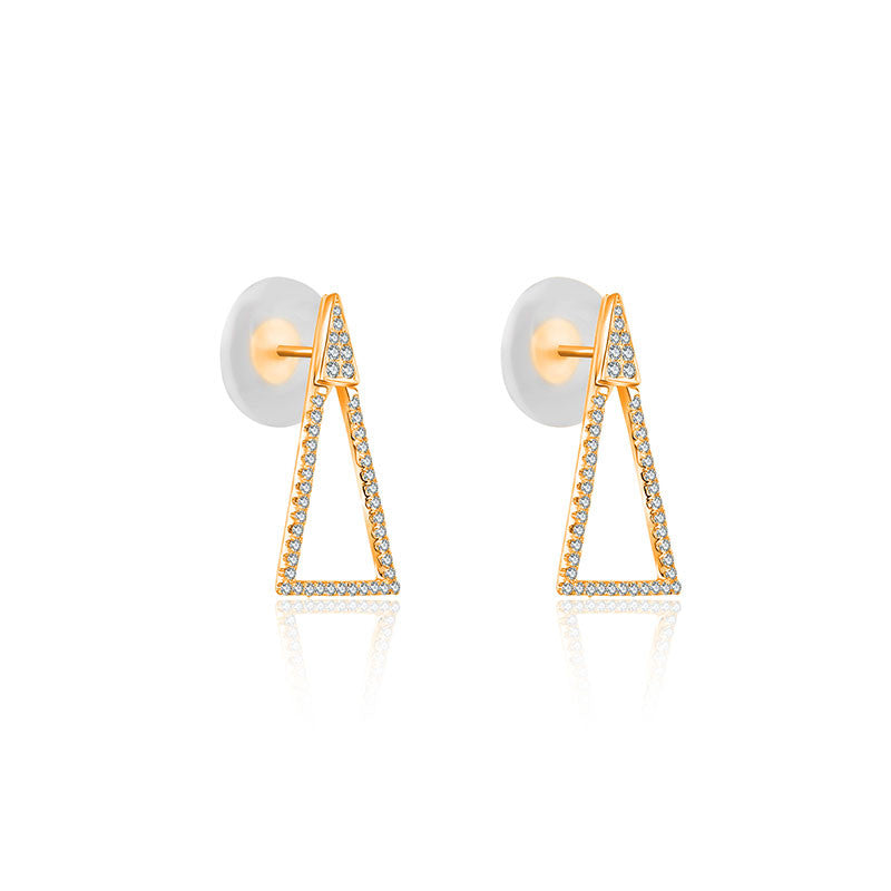 18k Gold Hollow Isosceles Triangle Diamond Earring - Genevieve Collection