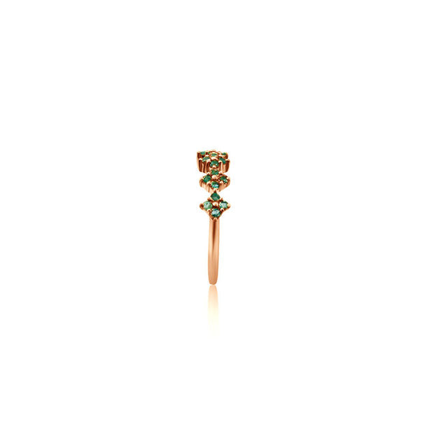 18k Gold Square Pattern Emerald Ring - Genevieve Collection