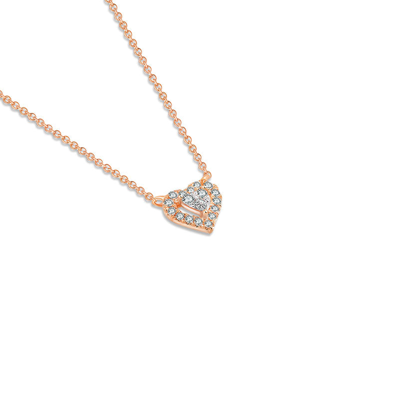 18k Gold Heart Shape Diamond Necklace - Genevieve Collection