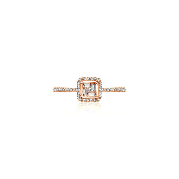 18k Gold Rectangle Shaped Diamond Ring - Genevieve Collection
