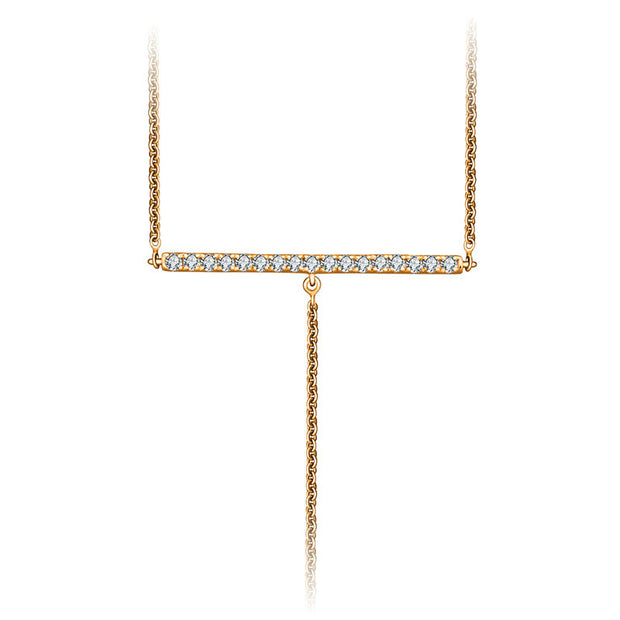 18k Gold Line Dangling Diamond Necklace - Genevieve Collection