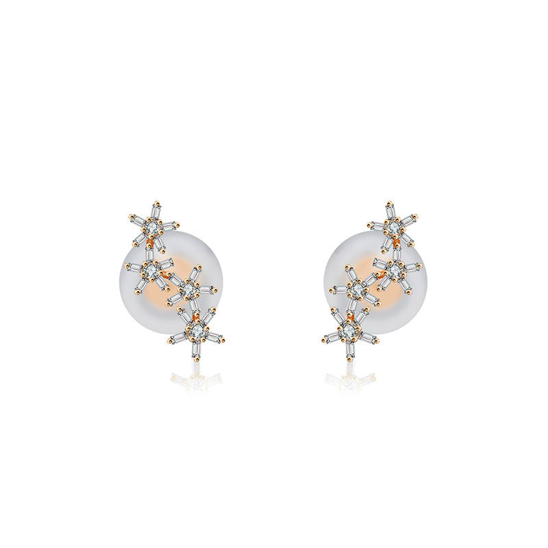 18k Gold Irregular Order Flower Shape Diamond Earring - Genevieve Collection