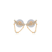 18k Gold Irregular Shape Chain Diamond Earring - Genevieve Collection