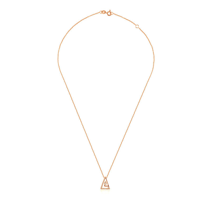 18k Gold Helix Triangle Diamond Necklace - Genevieve Collection