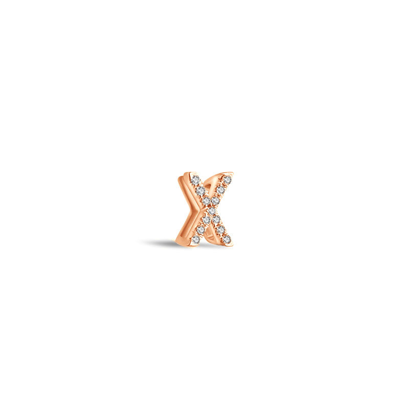 18k Gold Initial Letter "X" Diamond Pandent + Necklace - Genevieve Collection