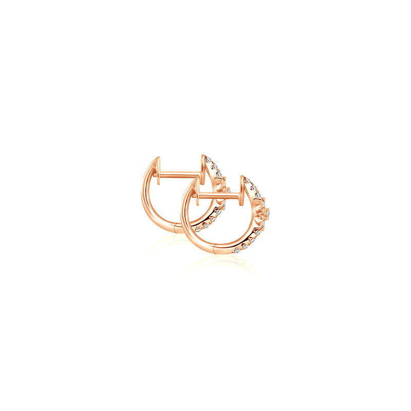 18k Gold Hoop Diamond Earring with Flower Pattern - Genevieve Collection