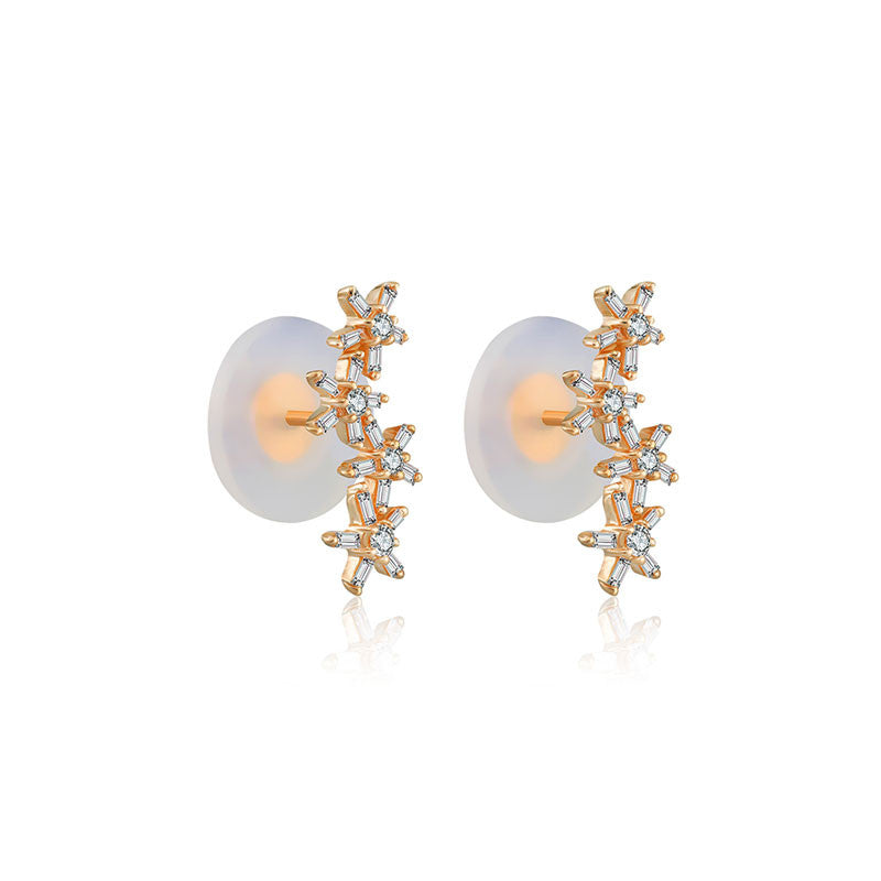 18k Gold Irregular Order Flower Shape Diamond Earring - Genevieve Collection