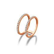 18k Gold Double Line Diamond Ring - Genevieve Collection