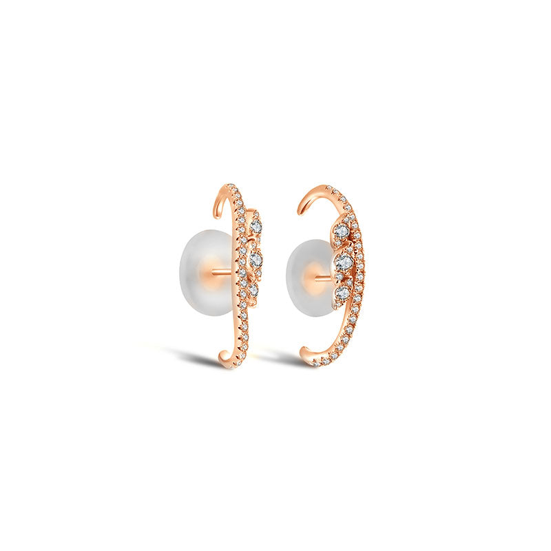 18k Gold Marquise Pattern Half Hoop Diamond Earring - Genevieve Collection