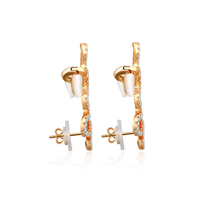 18k Gold Long Snake Shape Diamond Earring - Genevieve Collection