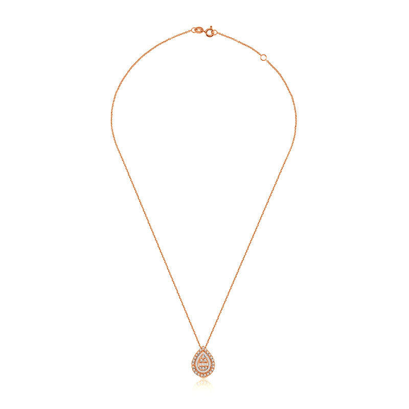 18k Gold 2 ways Drop Shape Diamond Necklace - Genevieve Collection